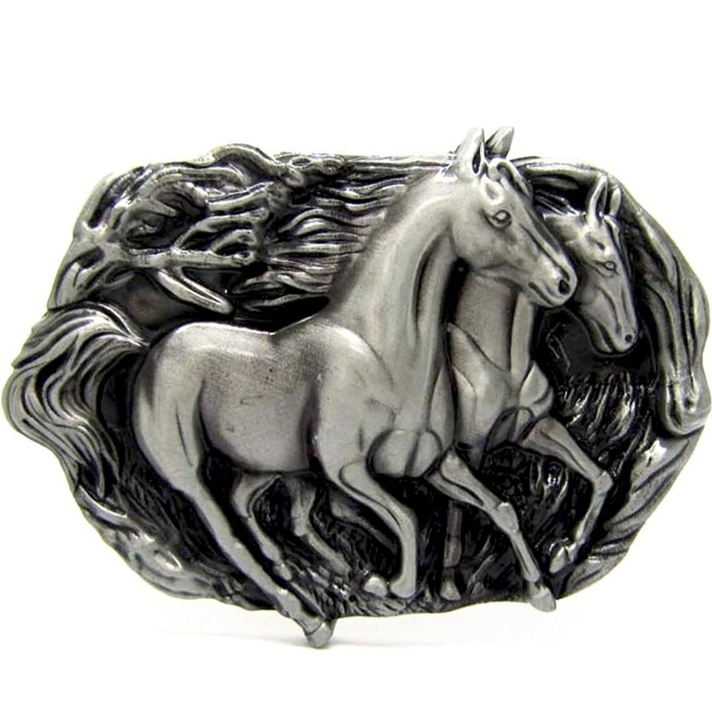 New Western silver horse Pony belt buckle
